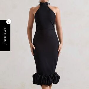 Club L London Black Halter Midi Dress